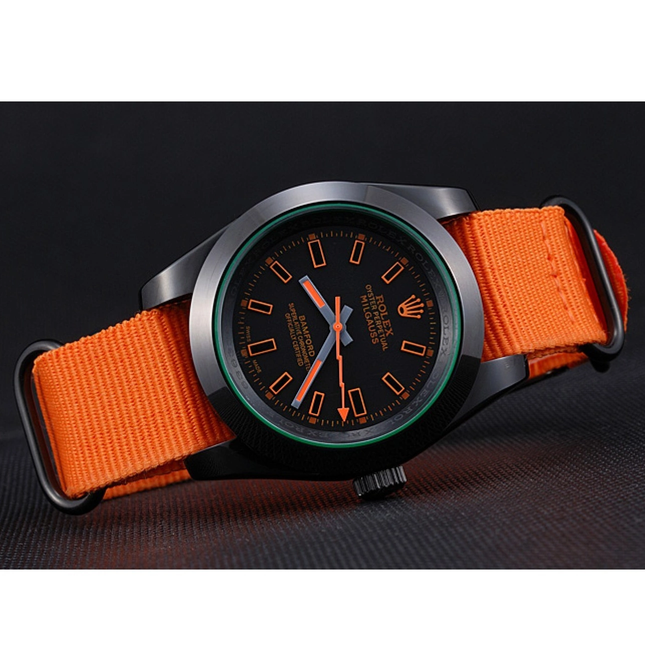 AAA replica watch Bamford Strap Rolex Milgauss Orange 622003 Nylon 0731